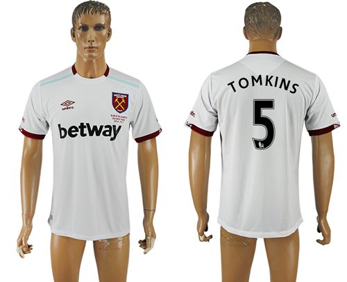 West Ham United #5 Tomkins Away Soccer Club Jersey West Ham United #5 Tomkins Away Soccer Club Jersey