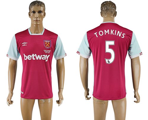 West Ham United #5 Tomkins Home Soccer Club Jersey West Ham United #5 Tomkins Home Soccer Club Jersey
