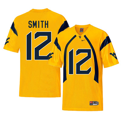 West Virginia Mountaineers 12 Geno Smith Gold College Football Jersey