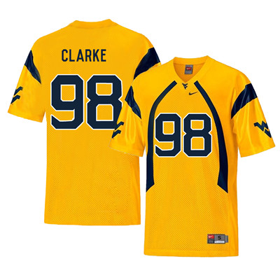 West Virginia Mountaineers 98 Will Clarke Gold College Football Jersey West Virginia Mountaineers 98 Will Clarke Gold College Football Jersey