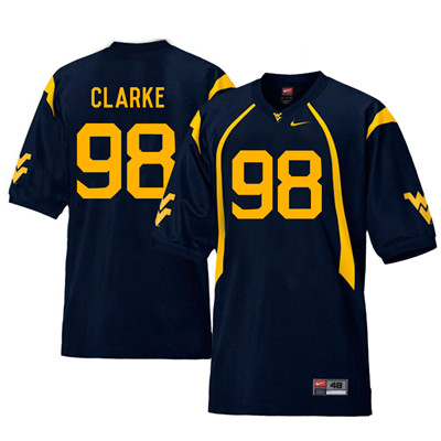 West Virginia Mountaineers 98 Will Clarke Navy College Football Jersey West Virginia Mountaineers 98 Will Clarke Navy College Football Jersey