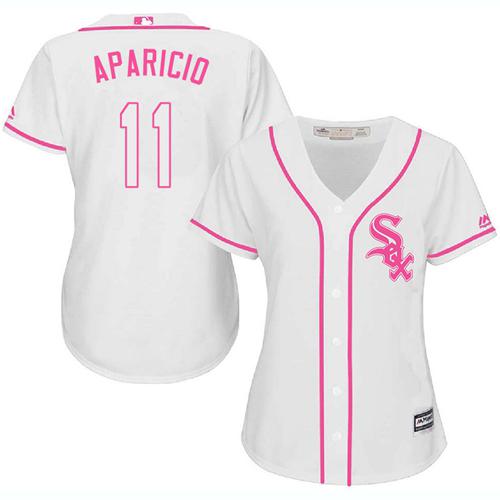 White Sox #11 Luis Aparicio White Pink Fashion Women's Stitched MLB Jerse White Sox #11 Luis Aparicio White Pink Fashion Women's Stitched MLB Jerse