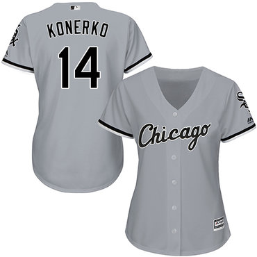 White Sox #14 Paul Konerko Grey Road Women's Stitched MLB Jersey