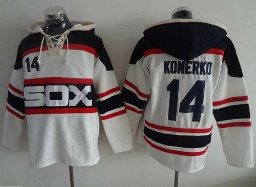 White Sox #14 Paul Konerko White Sawyer Hooded Sweatshirt