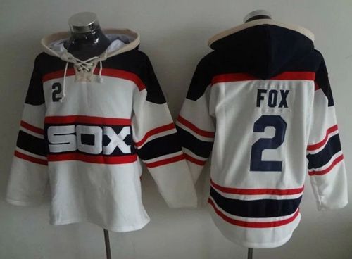 White Sox #2 Nellie Fox White Sawyer Hooded Sweatshirt Alternate