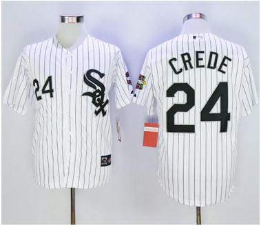 White Sox #24 Joe Crede White Throwback Stitched MLB Jersey