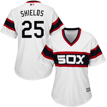 White Sox #25 James Shields White Alternate Home Women's Stitched MLB Jersey