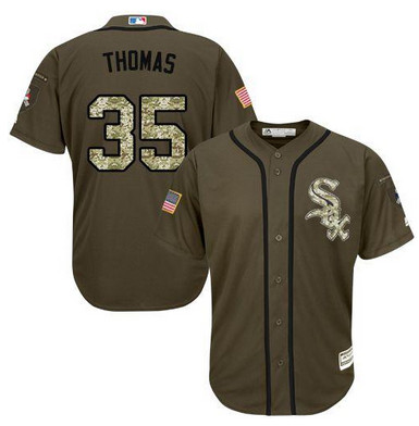 White Sox #35 Frank Thomas Green Salute to Service Stitched MLB Jersey