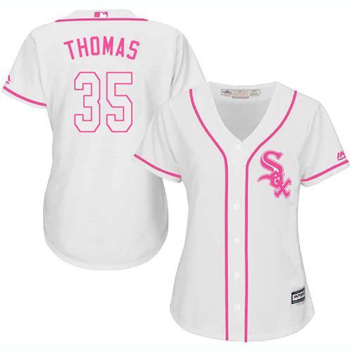 White Sox #35 Frank Thomas White Pink Fashion Women's Stitched MLB Jersey White Sox #35 Frank Thomas White Pink Fashion Women's Stitched MLB Jersey