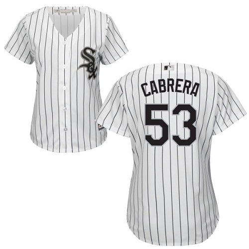 White Sox #53 Melky Cabrera White(Black Strip) Home Women's Stitched MLB Jersey White Sox #53 Melky Cabrera White(Black Strip) Home Women's Stitched MLB Jersey