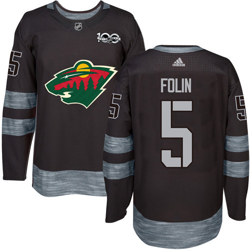 Wild #5 Christian Folin Black 1917-2017 100th Anniversary Stitched NHL Jersey Wild #5 Christian Folin Black 1917-2017 100th Anniversary Stitched NHL Jersey