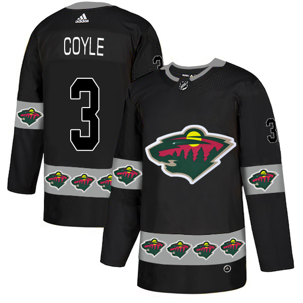Wild 3 Charlie Coyle Black Team Logos Fashion Adidas Jersey