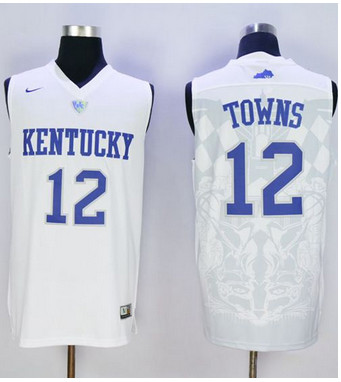 Wildcats #12 Karl-Anthony Towns White Basketball Stitched NCAA Jersey