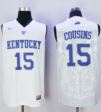 Wildcats #15 DeMarcus Cousins White Basketball Stitched NCAA Jersey