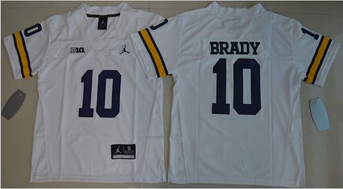 Wolverines #10 Tom Brady White Jordan Brand Stitched Youth NCAA Jersey Wolverines #10 Tom Brady White Jordan Brand Stitched Youth NCAA Jersey