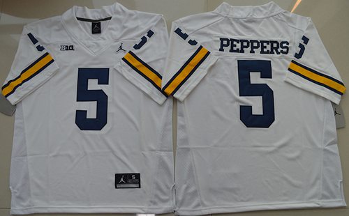 Wolverines #5 Jabrill Peppers White Jordan Brand Stitched NCAA Jersey Wolverines #5 Jabrill Peppers White Jordan Brand Stitched NCAA Jersey