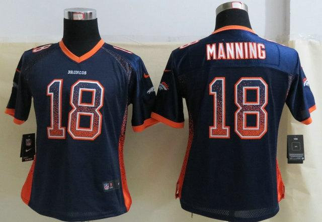 Women 2013 NEW NEW Denver Broncos 18 Peyton Manning Drift Fashion Blue Elite Jersey