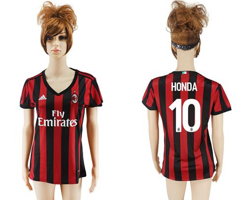 Women's AC Milan #10 Honda Home Soccer Club Jersey Women's AC Milan #10 Honda Home Soccer Club Jersey
