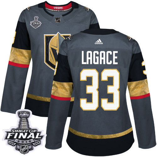 Women's Adidas Golden Knights #33 Maxime Lagace Grey Home Authentic 2018 Stanley Cup Final Women's Stitched NHL Jersey Women's Adidas Golden Knights #33 Maxime Lagace Grey Home Authentic 2018 Stanley Cup Final Women's Stitched NHL Jersey