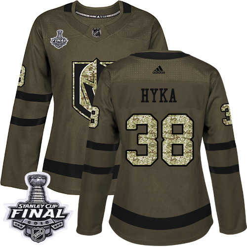 Women's Adidas Golden Knights #38 Tomas Hyka Green Salute to Service 2018 Stanley Cup Final Women's Stitched NHL Jersey