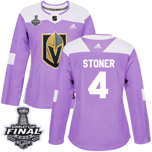 Women's Adidas Golden Knights #4 Clayton Stoner Purple Authentic Fights Cancer 2018 Stanley Cup Final Women's Stitched NHL Jersey