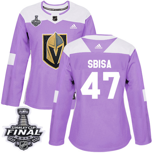Women's Adidas Golden Knights #47 Luca Sbisa Purple Authentic Fights Cancer 2018 Stanley Cup Final Women's Stitched NHL Jersey Women's Adidas Golden Knights #47 Luca Sbisa Purple Authentic Fights Cancer 2018 Stanley Cup Final Women's Stitched NHL Jersey