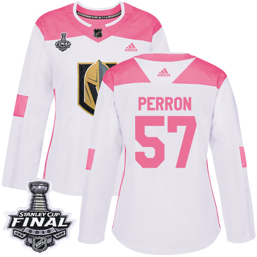 Women's Adidas Golden Knights #57 David Perron White Pink Authentic Fashion 2018 Stanley Cup Final Women's Stitched NHL Jersey Women's Adidas Golden Knights #57 David Perron White Pink Authentic Fashion 2018 Stanley Cup Final Women's Stitched NHL Jersey