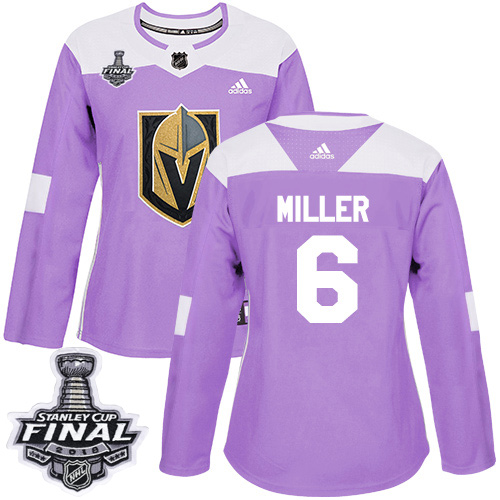 Women's Adidas Golden Knights #6 Colin Miller Purple Authentic Fights Cancer 2018 Stanley Cup Final Women's Stitched NHL Jersey