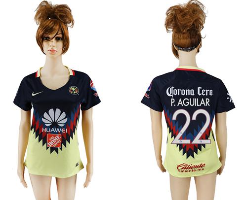 Women's America #22 P.Aguilar Home Soccer Club Jersey
