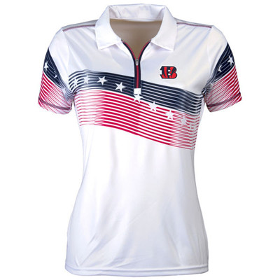 Women's Antigua Cincinnati Bengals White Patriot Polo Women's Antigua Cincinnati Bengals White Patriot Polo