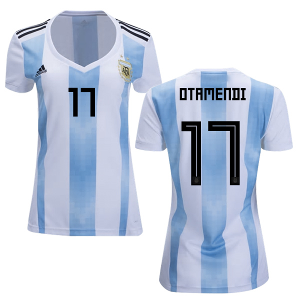 Women's Argentina #17 Otamendi Home Soccer Country Jersey Women's Argentina #17 Otamendi Home Soccer Country Jersey
