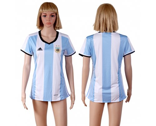 Women's Argentina Blank Home Soccer Country Jersey Women's Argentina Blank Home Soccer Country Jersey