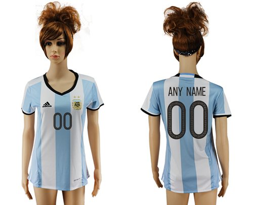 Women's Argentina Personalized Home Soccer Country Jersey Women's Argentina Personalized Home Soccer Country Jersey