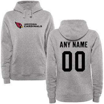 Women's Arizona Cardinals Steel Custom Name & Number Wordmark Pullover Hoodie Women's Arizona Cardinals Steel Custom Name & Number Wordmark Pullover Hoodie
