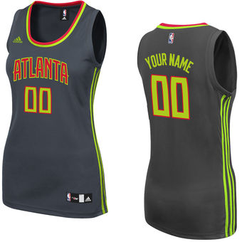 Women's Atlanta Hawks adidas Black Custom Replica Road Jersey