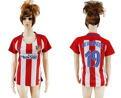 Women's Atletico Madrid #19 Hernandez Home Soccer Club Jersey Women's Atletico Madrid #19 Hernandez Home Soccer Club Jersey