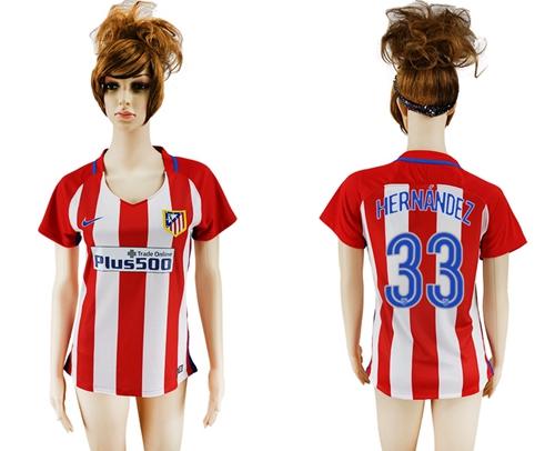 Women's Atletico Madrid #33 Hernandez Home Soccer Club Jersey Women's Atletico Madrid #33 Hernandez Home Soccer Club Jersey