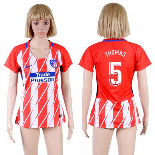 Women's Atletico Madrid #5 Thomas Home Soccer Club Jersey Women's Atletico Madrid #5 Thomas Home Soccer Club Jersey
