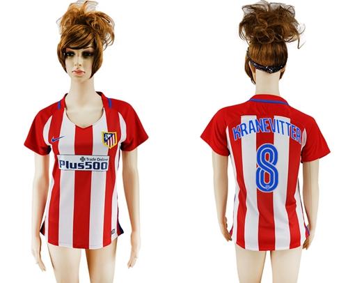 Women's Atletico Madrid #8 Kranevitter Home Soccer Club Jersey Women's Atletico Madrid #8 Kranevitter Home Soccer Club Jersey