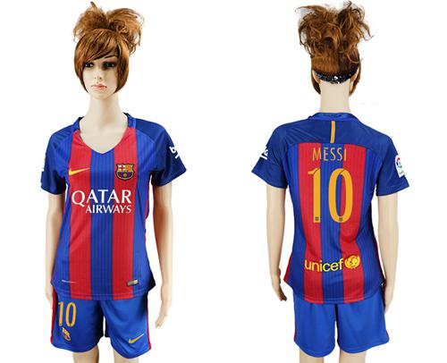 Women's Barcelona #10 Messi Home Soccer Club Jersey