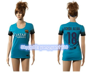 Women's Barcelona #18 Jordi Alba Blue Soccer Club Jersey