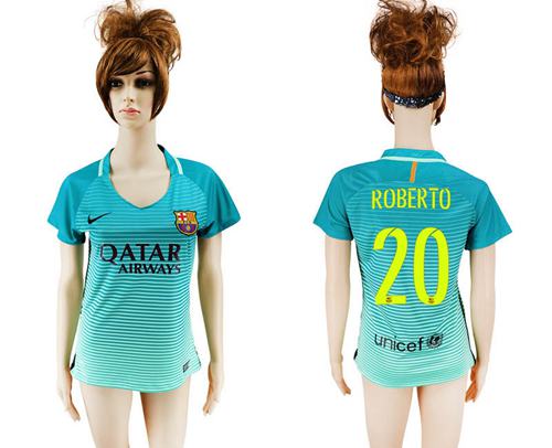 Women's Barcelona #20 Roberto Sec Away Soccer Club Jersey Women's Barcelona #20 Roberto Sec Away Soccer Club Jersey