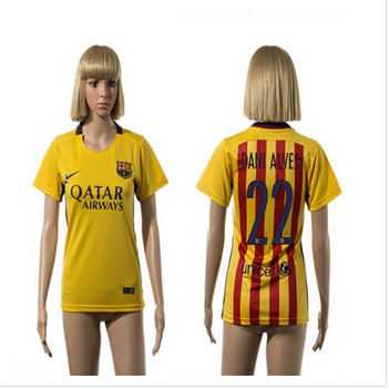 Women's Barcelona #22 Dani Alves Away Soccer Club Jersey