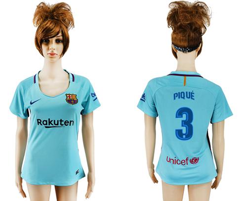 Women's Barcelona #3 Pique Away Soccer Club Jersey