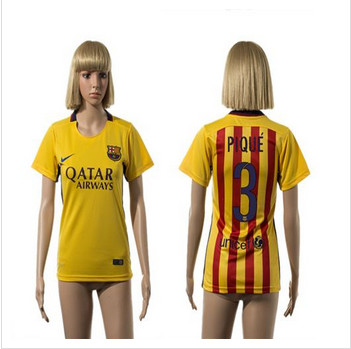 Women's Barcelona #3 Pique Away Soccer Club Jersey Women's Barcelona #3 Pique Away Soccer Club Jersey