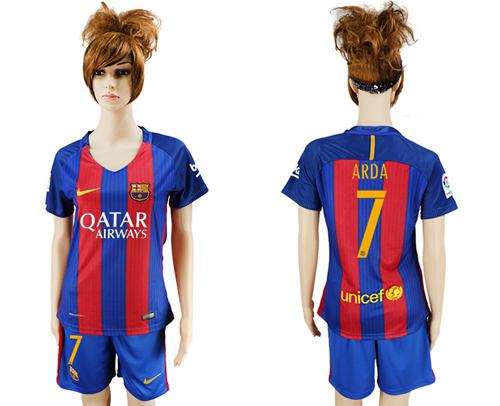 Women's Barcelona #7 Arda Home Soccer Club Jersey