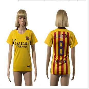 Women's Barcelona #8 A.Iniesta Away Soccer Club Jersey Women's Barcelona #8 A.Iniesta Away Soccer Club Jersey
