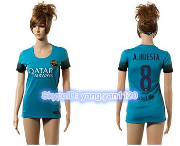 Women's Barcelona #8 A.Iniesta Blue Soccer Club Jersey