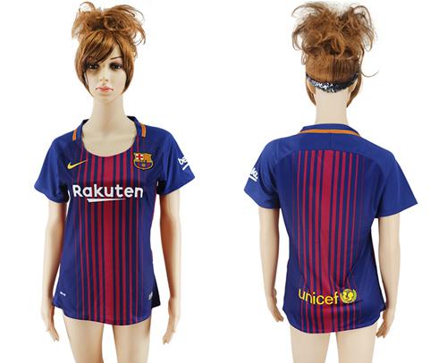 Women's Barcelona Blank Home Soccer Club Jersey