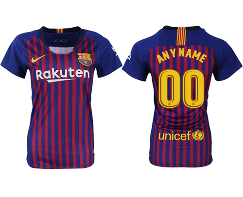 Women's Barcelona Personalized Home Soccer Club Jersey Women's Barcelona Personalized Home Soccer Club Jersey